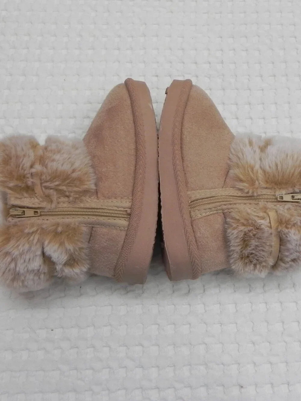 First Steps Faux Fur Tan Winter Bootie Girls Toddler Size 6